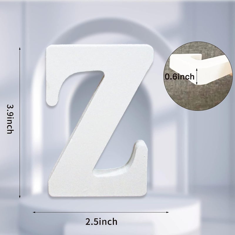 AOCEAN 4 Inch White Wood Letters Unfinished Wood Letter for Wall Decor Decorative Standing Letters Slices Sign Board Decoration for Craft Home Party Projects (Z) - Image 2
